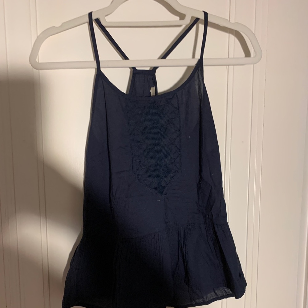 blue spaghetti strap blouse